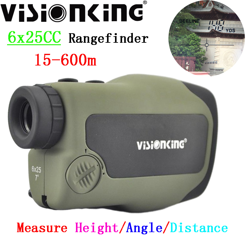 Golf Rangefinder - ビジョンキング高精度6x25レーザー距離計高さ角度測定600メートル距離ゴルフ7 ° フィールドハント プーフ モノキュラー