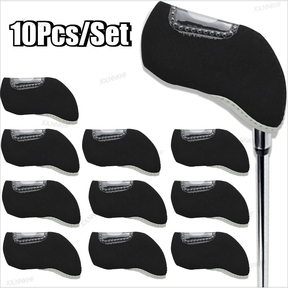 Golf Putter - ゴルフクラブ用シースルーウィンドウ付き10個入りゴルフカバー ゴルフウェッジヘッドカバー クリア可視ヘッドカバー パター用ゴルフアクセサリー