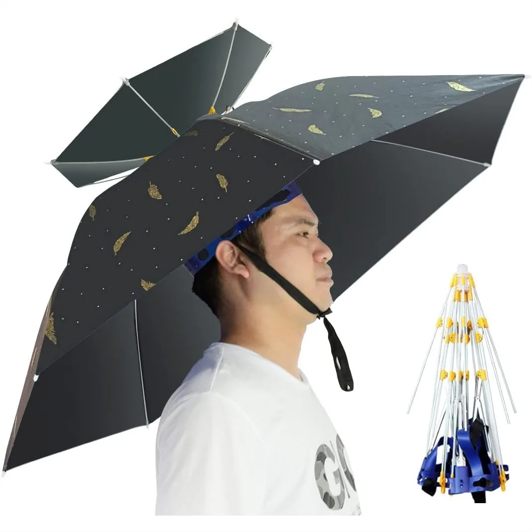 折りたたみ式調整可能傘帽子、37.4インチ大型ハンズフリー帽 - Golf Umbrella Large のレビューと価格